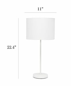 Simple Designs - White Stick Lamp with Fabric Shade - White
