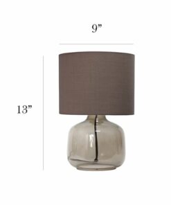 Simple Designs - Glass Table Lamp with Fabric Shade - Smoke Gray/Gray
