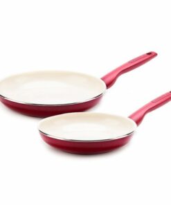 GreenPan - Rio Ceramic Non-Stick 8" & 10" Open Frypan Set - Red