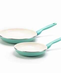 GreenPan - Rio Ceramic Non-Stick 8" & 10" Open Frypan Set - Turquoise