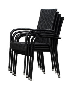 Patio Sense - Morgan Outdoor Wicker Chairs (Set of 4) - Black