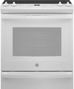 GE - 5.3 Cu. Ft. Slide-In Electric Convection Range with Self-Steam Cleaning, Built-In Wi-Fi, and No-Preheat Air Fry - White on White