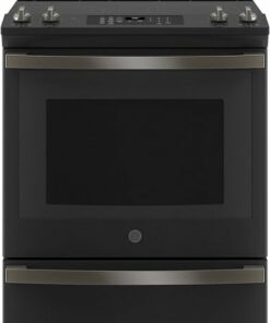 GE - 5.3 Cu. Ft. Slide-In Electric Convection Range with Self-Steam Cleaning, Built-In Wi-Fi, and No-Preheat Air Fry - Black Slate