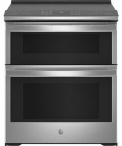 GE Profile - 6.6 Cu. Ft. Slide-In Double Oven Electric True Convection Range with No Preheat Air Fry - Stainless steel