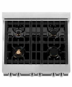 ZLINE - 4.0 cu. ft. Dual Fuel Range with Gas Stove and Electric Oven with Brass Burners - Stainless steel