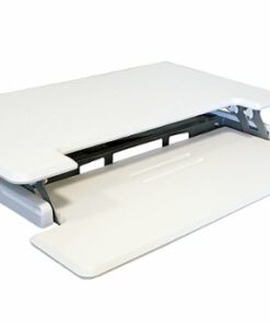 Victor - Compact Height Adjustable Standing Desk with Keyboard Tray - White