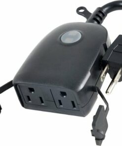 Enbrighten - Wi-Fi Smart Outdoor Plug, 2-Outlet Plug-In – Black - Black