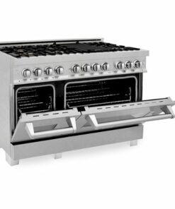 ZLINE - 6.0 cu. ft. Dual Fuel Range with Gas Stove and Electric Oven in Fingerprint Resistant Stainless Steel and Brass Burners - Stainless Steel Look