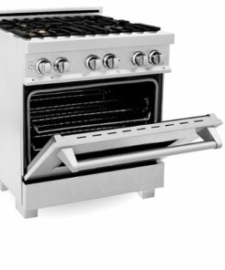 ZLINE - 4.0 cu. ft. Dual Fuel Range with Gas Stove and Electric Oven in Fingerprint Resistant Stainless Steel and Brass Burners - Stainless steel