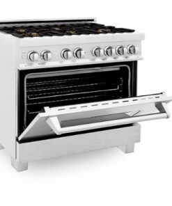ZLINE - 4.6 cu. ft. Dual Fuel Range with Gas Stove and Electric Oven in Fingerprint Resistant Stainless Steel and Brass Burners - Stainless steel