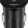 Insignia™ - 18 W Vehicle Charger with 2 USB-C/USB Ports - Black