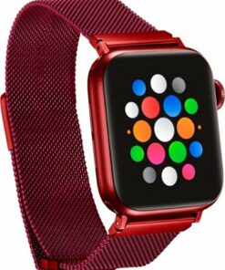 Platinum™ - Magnetic Stainless Steel Mesh Band for Apple Watch 38mm, 40mm and Apple Watch Series 8 41mm - Red