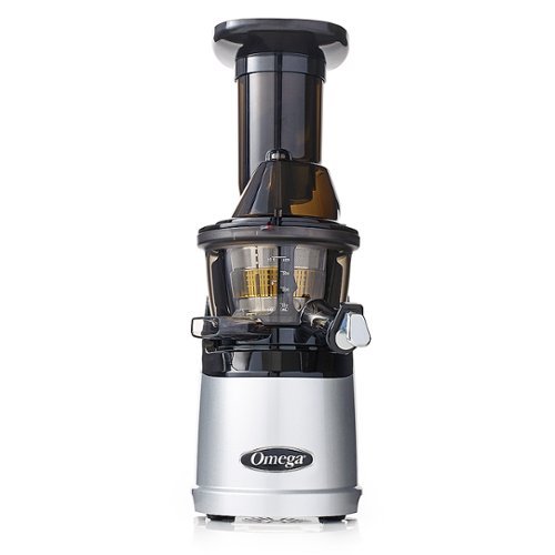 Omega - MegaMouth Vertical Low Speed Juicer with Smart Cap Spout Tap - Silver