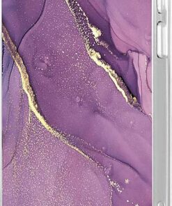 SaharaCase - Marble Carrying Case for Apple iPhone 12 and 12 Pro - Purple Marble