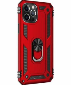 SaharaCase - Military Kickstand Series Carrying Case for Apple iPhone 12 and 12 Pro - Red