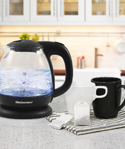 Elite Gourmet - 1L Electric Glass Water Kettle - Black