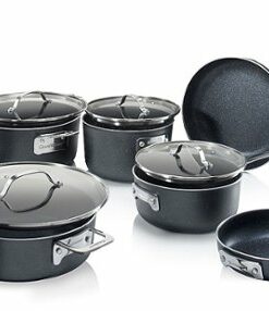 Granitestone - Diamond Non Stick Stackmaster Stackable 10pc Cookware Set - Gray