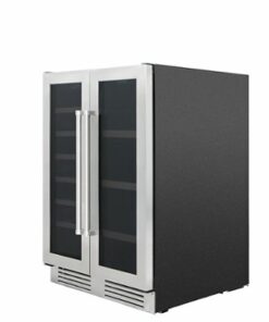 Thor Kitchen - 21 Wine Bottle Capacity and 95 Can Dual Zone French Door Wine and Beverage Center - Stainless steel