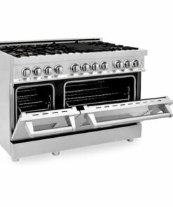 ZLINE - 48" Professional 6.0 cu. ft. 7 Gas Burner/Electric Oven Range in Stainless Steel with Brass Burners (RA-BR-48) - Stainless Steel Look
