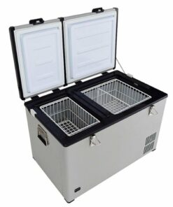 Whynter - FM-901DZ 90 Quart Dual Zone Portable Fridge/Freezer with 12V Option and Wheels - Gray
