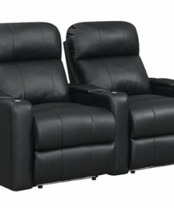 RowOne - Prestige Straight 2-Chair Leather Power Recline Home Theater Seating - Black