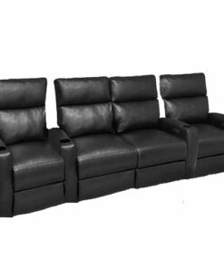 RowOne - Galaxy II:  Straight 4-Chair Row Leatheraire with Loveseat Power Recline Home Theater Seating - Black