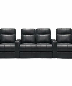RowOne - Prestige Straight 4-Chair Row with Loveseat Leather Power Recline Home Theater Seating - Black