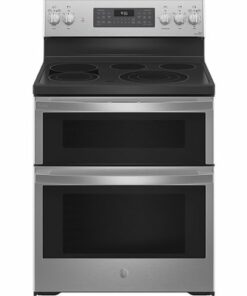 GE Profile - 6.6 Cu. Ft. Freestanding Double Oven Electric True Convection Range with No Preheat Air Fry and Wi-Fi - Stainless steel