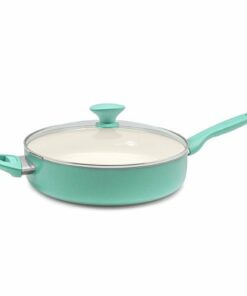 GreenPan - Rio Ceramic Nonstick Covered 5Qt Saute Pan w/ Helper Handle - Turquoise