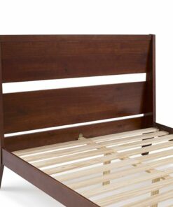 Walker Edison - Mid Century Modern Queen Size Solid Wood Bed - Walnut