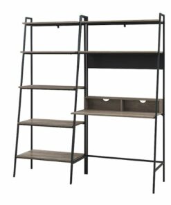 Walker Edison - 2 Piece Home Office Ladder Desk and Bookcase - Grey Wash