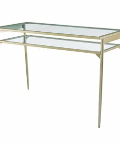 Walker Edison - Rayna 48" Two Tier Glass and Metal Desk - Gold