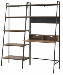 Walker Edison - 2 Piece Home Office Ladder Desk and Bookcase - Rustic Oak