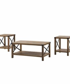 Walker Edison - 3-Piece Rustic Wood and Metal Accent Table Set - Rustic Oak/Black