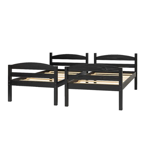 Walker Edison - Rustic Solid Wood Twin Bunk Bed with Trundle - Black