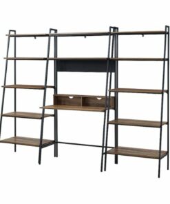Walker Edison - 3 Piece Home Office Ladder Desk and Bookcases - Rustic Oak