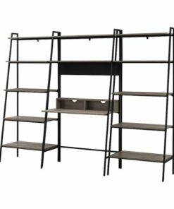 Walker Edison - 3 Piece Home Office Ladder Desk and Bookcases - Grey Wash