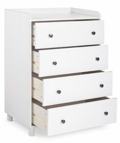 Walker Edison - Modern 4 Drawer Tray Top Wood Dresser - White