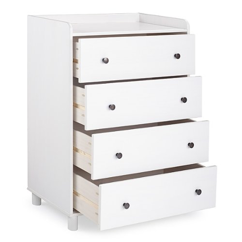 Walker Edison - Modern 4 Drawer Tray Top Wood Dresser - White