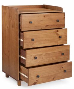 Walker Edison - Modern 4 Drawer Tray Top Wood Dresser - Caramel