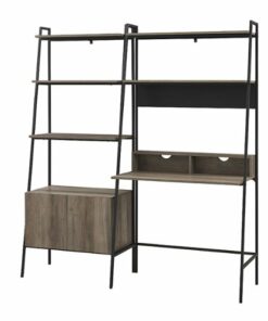 Walker Edison - 2 Piece Home Office Ladder Desk and Storage Bookcase - Grey Wash