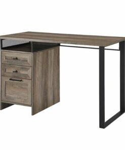 Walker Edison - Anton 48" Metal and Wood 3 Drawer Writing Desk - Grey Wash