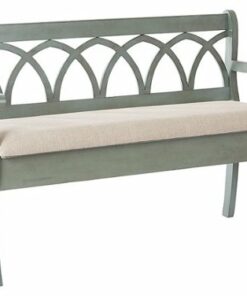 OSP Home Furnishings - Coventry Storage Bench in Antique Frame and Beige Seat Cushion K/D - Sage