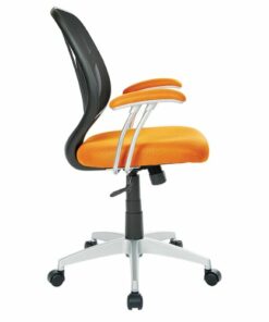 OSP Home Furnishings - Screen Back Chair with Mesh Fabric and Silver Coated Arms and Base - Orange