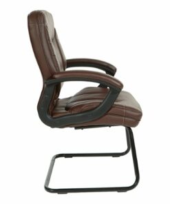 Office Star Products - Executive Faux Leather Visitor Chair with Contrast Stitching - Chocolate