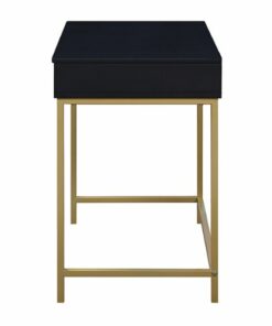 OSP Home Furnishings - Modern Life Desk in Finish With Gold Metal Legs - Black