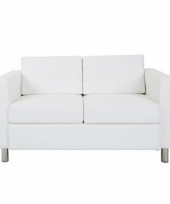 OSP Home Furnishings - Atlantic Loveseat with Dual Charging Station in Dillon Snow Fabric K/D - White