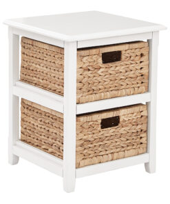 OSP Home Furnishings - Seabrook Two-Tier Storage Unit With White Finish and Natural Baskets - White