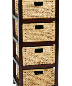OSP Home Furnishings - Seabrook Four-Tier Storage Unit With Espresso Finish and Natural Baskets - Espresso