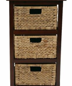 OSP Home Furnishings - Seabrook Three-Tier Storage Unit With Espresso Finish and Natural Baskets - Espresso